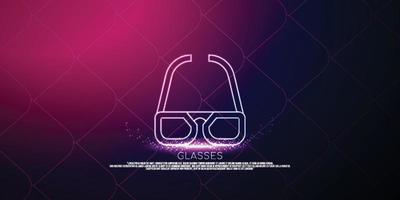 concepto digital de gafas, diseño de estilo de partículas. estructura de conexión ligera de estructura alámbrica, banner, logotipo, etiqueta y póster, ilustración vectorial vector