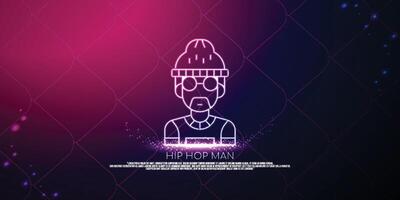 hip hop man digital concept, particle style design. Wireframe lightweight connection structure,banner, logo, label and poster, Vector illustration