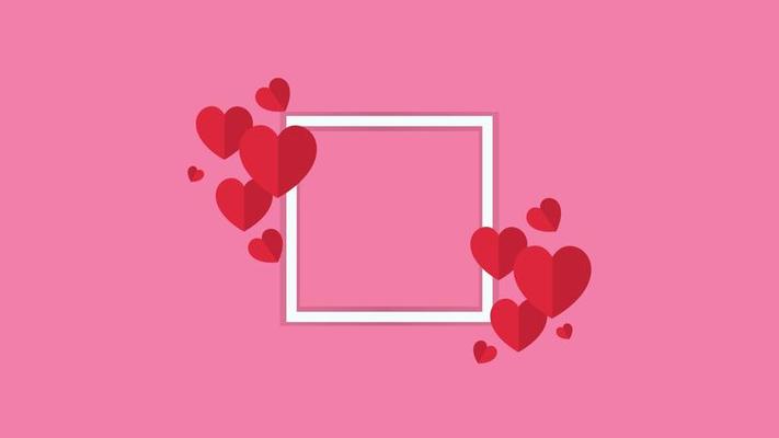 Vector heart decorated border pink background