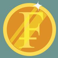 French franc gold coin vector