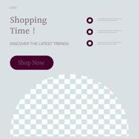 Social media post template. Shopping time vector