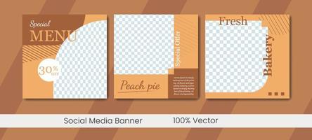 Set collection Bakery social media post template vector