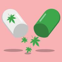 Medical marijuana pill vector