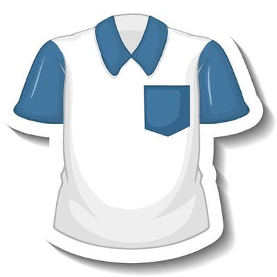 Sticker white shirt with blue sleeves