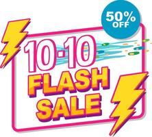 10.10 venta flash hasta 50 por ciento de descuento en banner vector