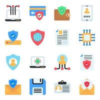 paquete de iconos planos gdpr vector