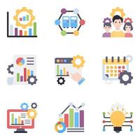 Pack of Data Management Flat Icons vector