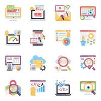 Pack of Seo Flat Icons vector