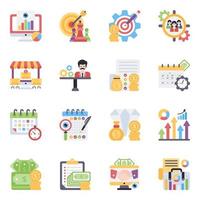 paquete de iconos planos de seo y análisis vector