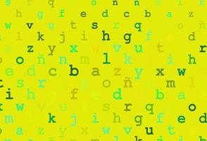 Light green, yellow vector cover with english symbols.