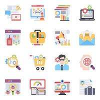 Pack of Search Engine Optimization Flat Icons vector