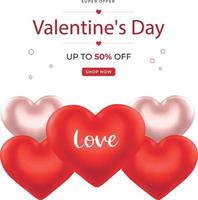 Valentines day sale offer banner with vector