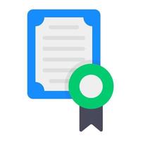 Diploma icon, certified document in flat style vector