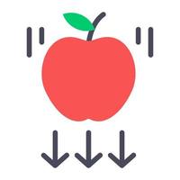 Apple falling down, editable flat vector of gravity concept