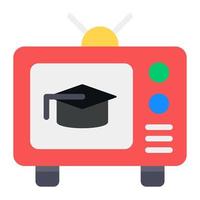 Television programme or transmission, flat icon of educational broadcast vector