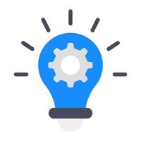 Gear inside bulb, trendy flat vector of idea management