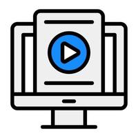 Video learning, flat icon design vector