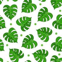 Monstera seamless pattern, tropical leaves. Illustration for backgrounds, covers, packaging, greeting cards, posters, stickers, textile, seasonal design. Isolated on white background. vector