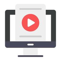 Video learning, flat icon design vector