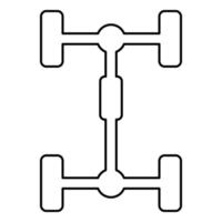 Undercarriage Chassis Carriage for car Vehicle frame icon outline black color vector illustration flat style image