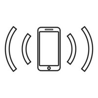 Smartphone emits radio waves Sound wave Emitting waves concept icon outline black color vector illustration flat style image