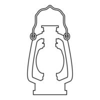 Kerosene lamp Camping lantern Retro gas lamp vintage icon outline black color vector illustration flat style image