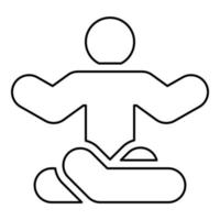 Man in yoga pose icon outline black color vector illustration flat style image