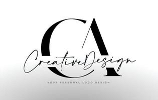 icono de diseño de logotipo de letra ca con fuente serif y letras creativas unidas ilustración vectorial vector