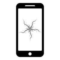 Smartphone with crash touch screen icon black color vector illustration flat style image