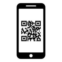 Smartphone with QR code on screen icon black color vector illustration flat style image