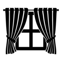 Curtains and window Interior concept Home window view decoration Waving curtains on window icon black color vector illustration flat style image