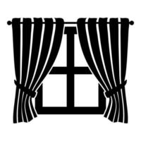 Curtains and window Interior concept Home window view decoration Waving curtains on window icon black color vector illustration flat style image