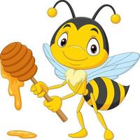 abeja linda de dibujos animados con miel vector