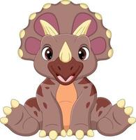 Cartoon baby triceratops dinosaur sitting vector