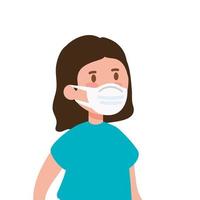 girl using face mask isolated icon vector