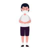 boy using face mask isolated icon vector