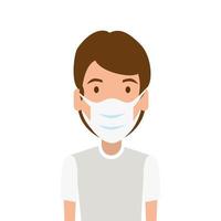 Hombre usando mascarilla icono aislado vector