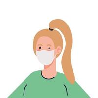 woman using medical protective mask against covid 19 vector