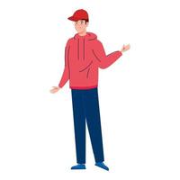 young man waving handsome with casual clothes on white background vector