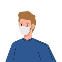 man using protective surgical mask for covid 19 prevention vector