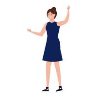 young waving woman on white background vector