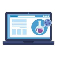 medicina en línea por computadora portátil con prueba de covid 19 vector