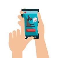 smartphone with medicine online by test of covid 19 vector