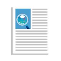 document with particles covid 19 and magnifying glass vector