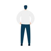 back view of young man with casual clothes isolated icon vector