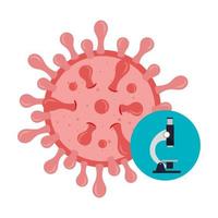 particle covid 19 with microscope isolated icon vector