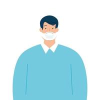 man using protective surgical mask for covid 19 prevention vector