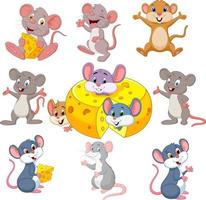 Cartoon funny mouse collection set vector
