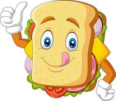 Cartoon sandwich giving thumbs up vector