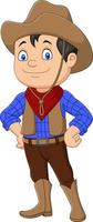 Cartoon cowboy kid wearing western costume vector
